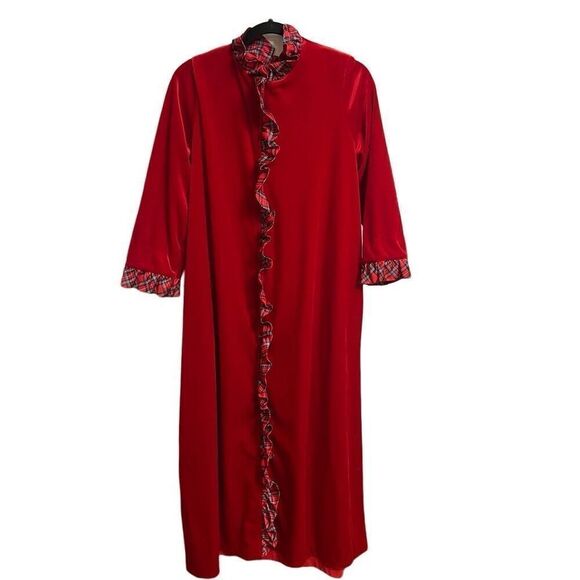 Vintage 60s Chiha Intimates Red Velour Robe - Picture 1 of 5